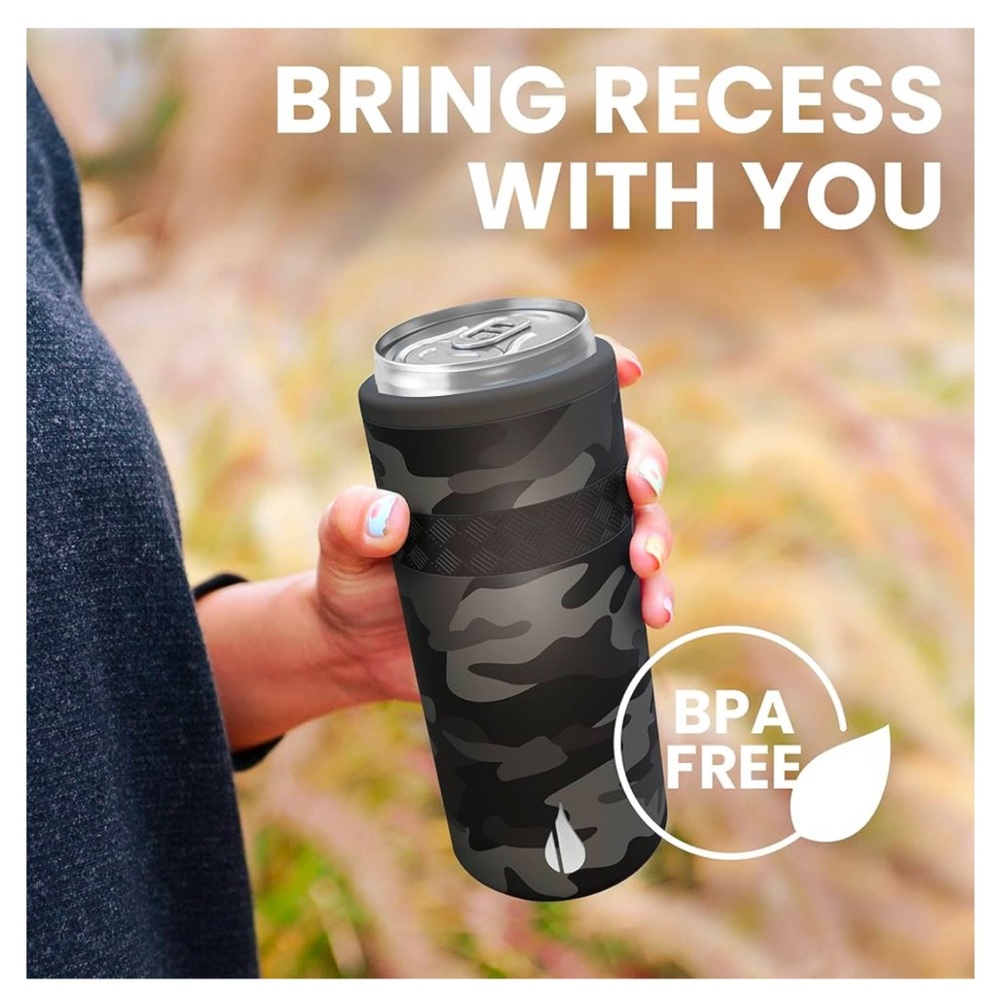 Elemental Recess Stainless Steel Silicone Insulated Slim Can Cooler Black Camo